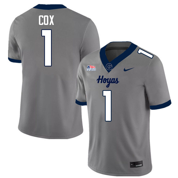Georgetown Hoyas #1 Bryce Cox College Football Jerseys,Uniforms-Grey